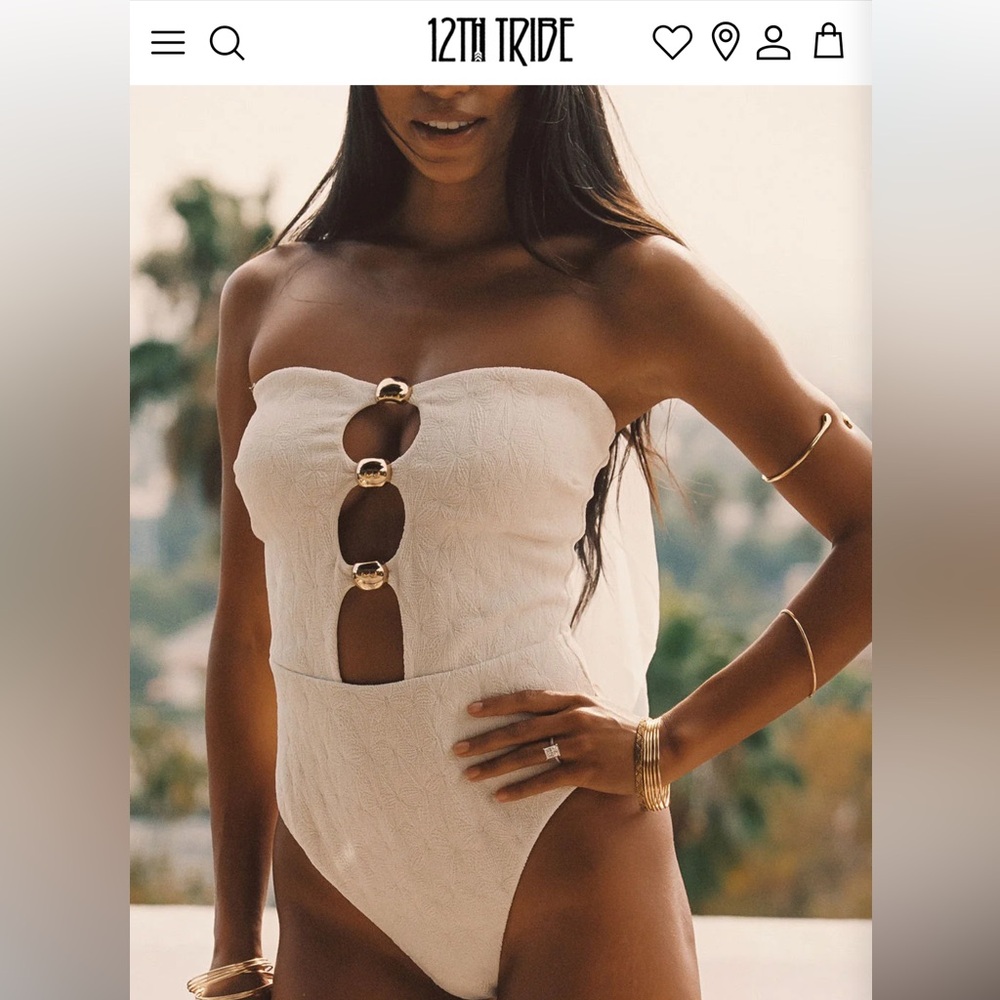 12th Tribe white One Piece Swimsuit